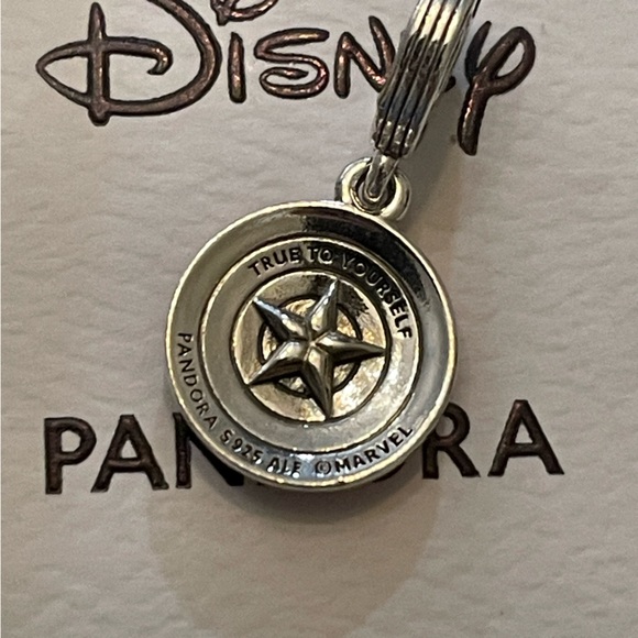 New Authentic Pandora x Disney Marvel Captain America Shield dangle charm - Picture 2 of 6